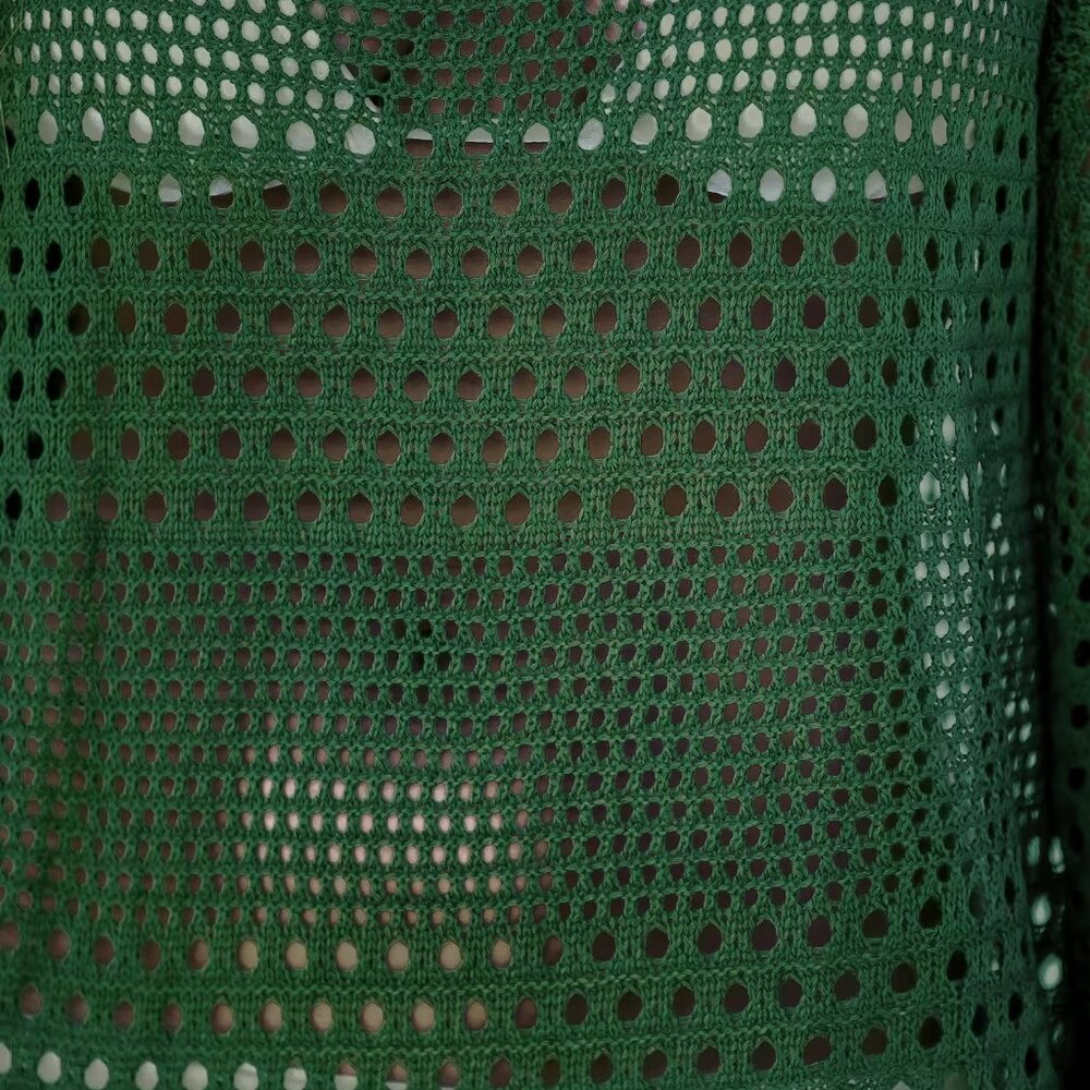 Cupshe Green Round Neck Long Sleeve Crochet Cover-Up Dress Size S | NWT - Picture 3 of 4